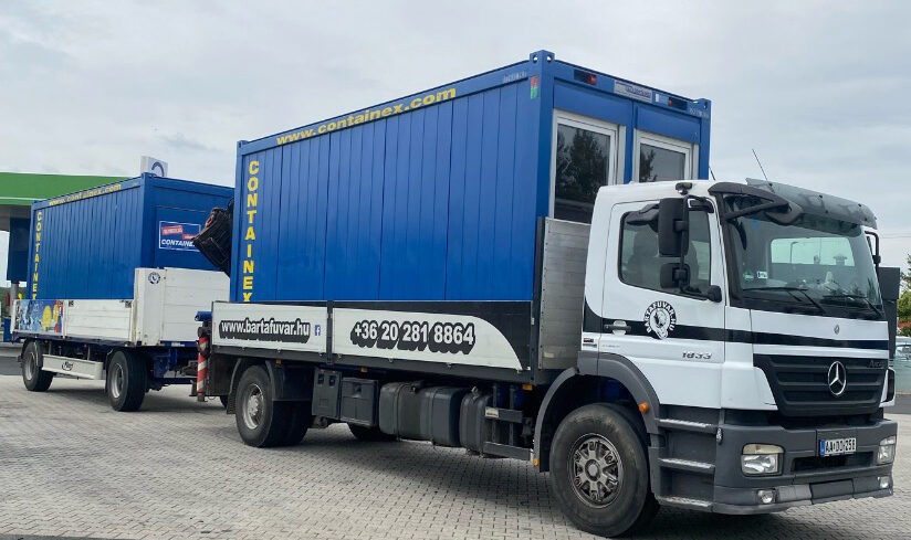 20 lábas konténer szállítás BartaFuvar darus szállítás szolgáltatásával